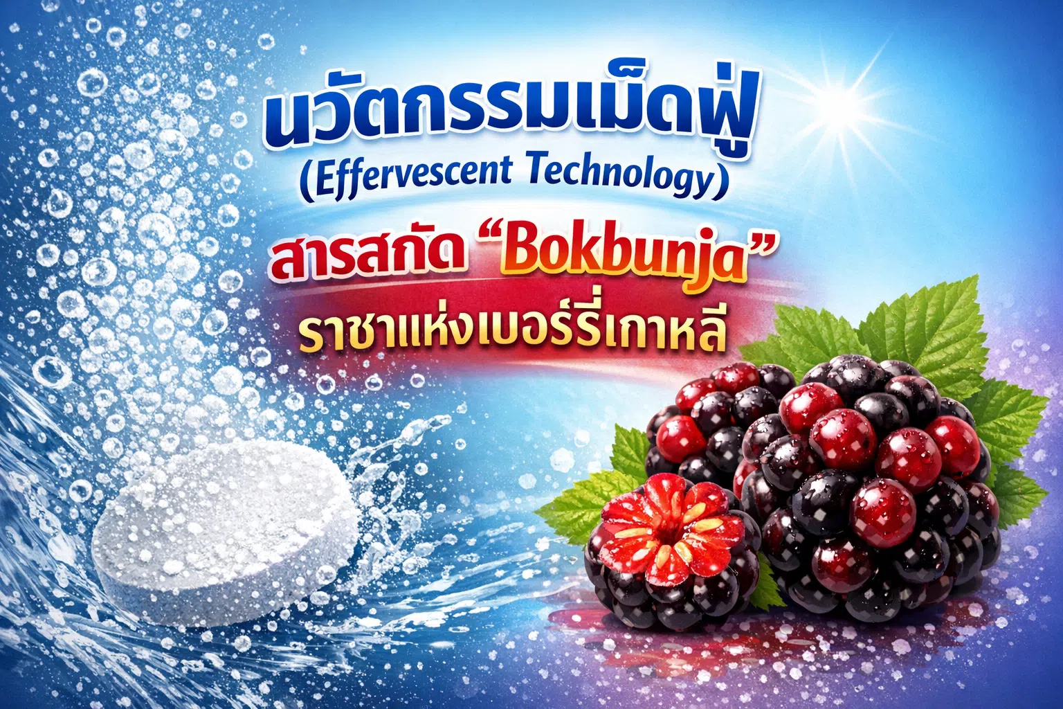 เม็ดฟู่ Korea Pure ละลายในน้ำ เทคโนโลยี Effervescent จากเกาหลี