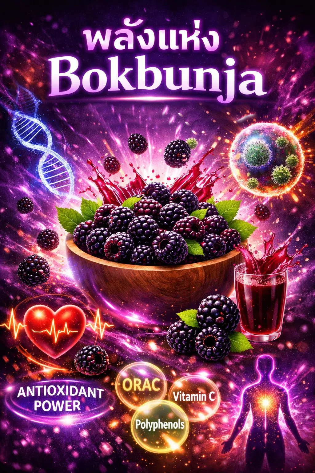 Korea Pure เม็ดฟู่ Bokbunja สารสกัดจากแบล็กราสเบอร์รี่เกาหลี